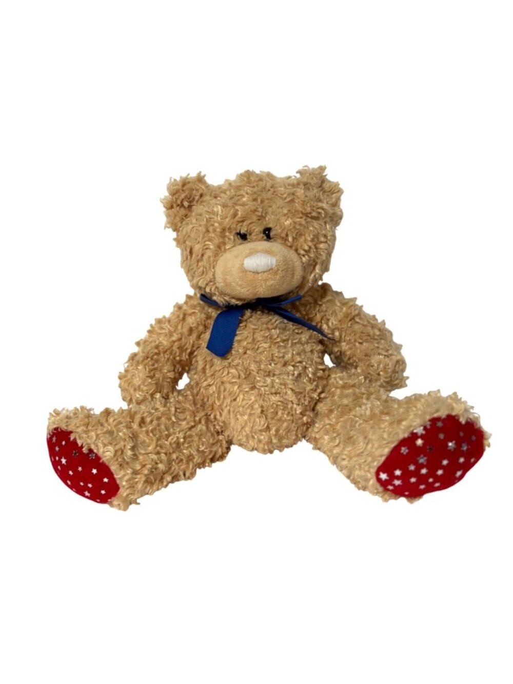 Ty Beanie Buddies Buddy Curly Teddy Independence Bear Tan Silk 2007 Plush Stuffe